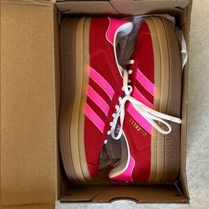 Adidas Gazelle Bold Red and Pink Sneakers